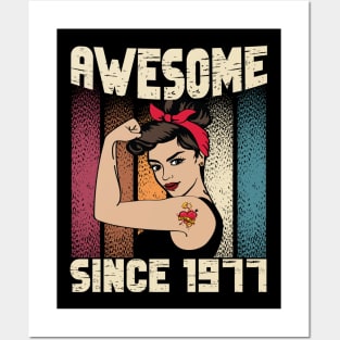 Awesome since 1977,45th Birthday Gift women 45 years old Birthday Posters and Art